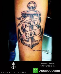 mom dad anchord tattoo by xpose tattoos jaipur